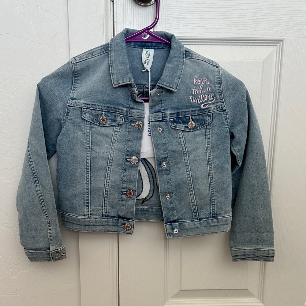 H&M Kids Blue Denim Jacket with Embroidery